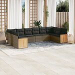 vidaXL Salon de jardin avec coussins 10 Pièces gris résine tressée