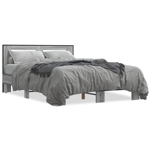 vidaXL Cadre de lit sans matelas sonoma gris 135x190 cm