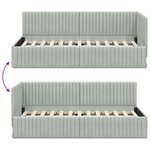 vidaXL Cadre de lit d'angle Gris clair 90 cm x 190 cm tissu