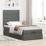 vidaXL Lit ottoman avec matelas et LED Gris foncé 80x200cm tissu