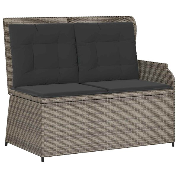 vidaXL Banc de jardin avec coussin Gris polyrotin