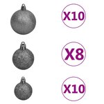 vidaXL Arbre de Noël artificiel pré-éclairé/boules pommes de pin 210cm