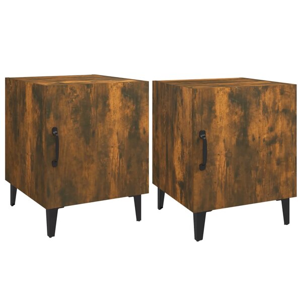 vidaXL Tables de chevet 2 Pièces Chêne fumé Bois d'ingénierie