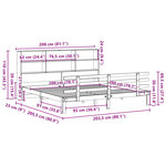 vidaXL Lit bibliothèque sans matelas 200x200 cm bois massif de pin