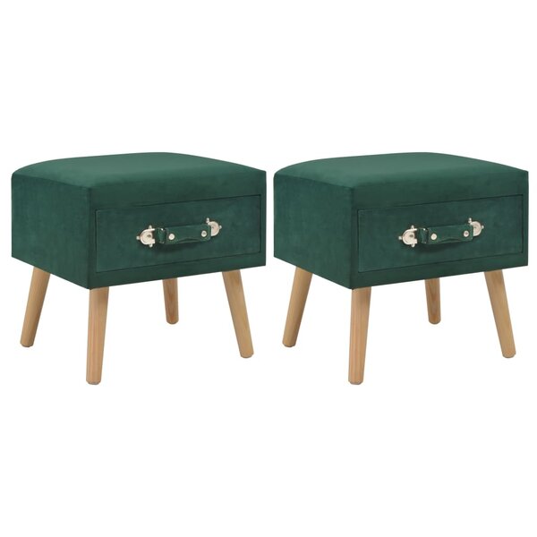 vidaXL Tables de chevet 2 Pièces Vert 40x35x40 cm Velours