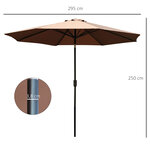 Parasol en métal rond polyester 180g/m² manivelle inclinable Ø 3 x 2 45 m chocolat