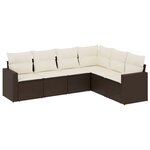 vidaXL Salon de jardin avec coussins 6 Pièces marron résine tressée