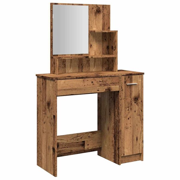 vidaXL Coiffeuse avec miroir vieux bois 86 5x35x136 cm
