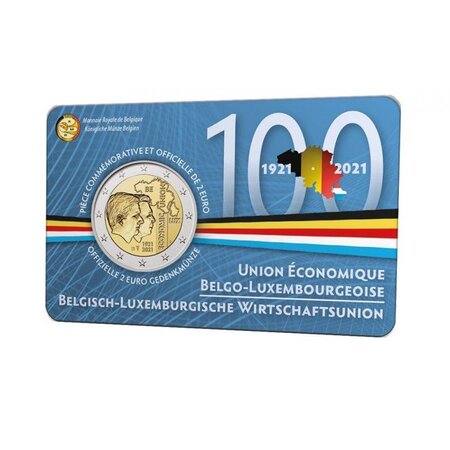Monnaie 2 euros belgique 2021 coincard version française -  union économique