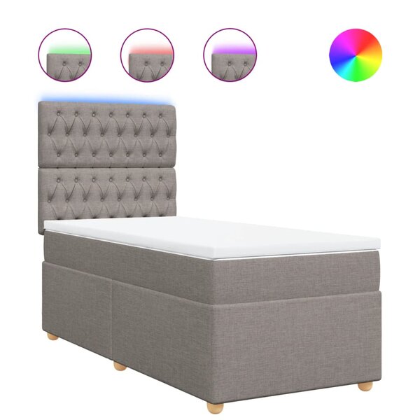 vidaXL Sommier à lattes de lit avec matelas Taupe 80x200 cm Tissu