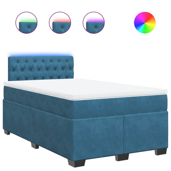 vidaXL Sommier à lattes de lit et matelas bleu 120x200 cm velours