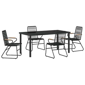 vidaXL Ensemble de salle à manger pour jardin 5 Pièces Noir Rattan PVC