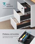 Caisson de bureau mobile verrouillable avec 3 tiroirs 39 x 45 x 55 cm rangement de documents papeterie préassemblé pour bureau bureau à domicile blanc 12_0004824