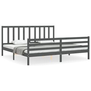 vidaXL Cadre de lit sans matelas gris 200x200 cm bois massif de pin