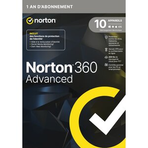 Norton 360 Advanced - 10 appareils - Abonnement 1 an