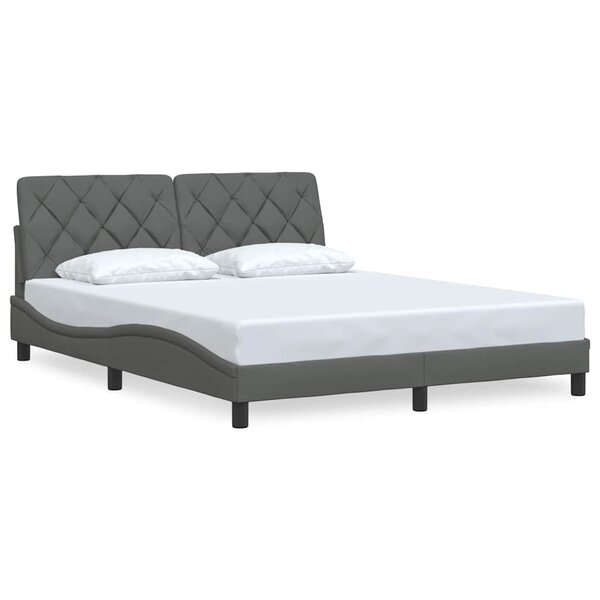 vidaXL Cadre de lit sans matelas gris foncé 160x200 cm tissu