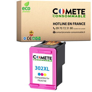 302XL - 1 cartouche d'encre compatible avec HP 302 XL - Couleur - COMETE