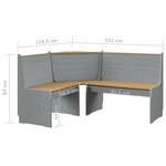 vidaXL Banc d'angle REINE 151cm marron miel et gris bois de pin solide