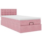vidaXL Cadre de lit ottoman avec matelas rose 90x190 cm velours