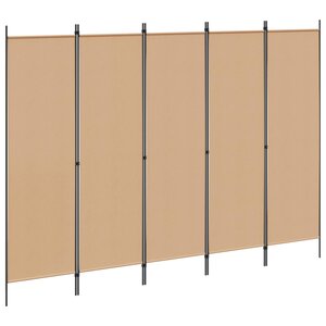 vidaXL Paravent 5 panneaux Beige 250 x 180 cm Tissu
