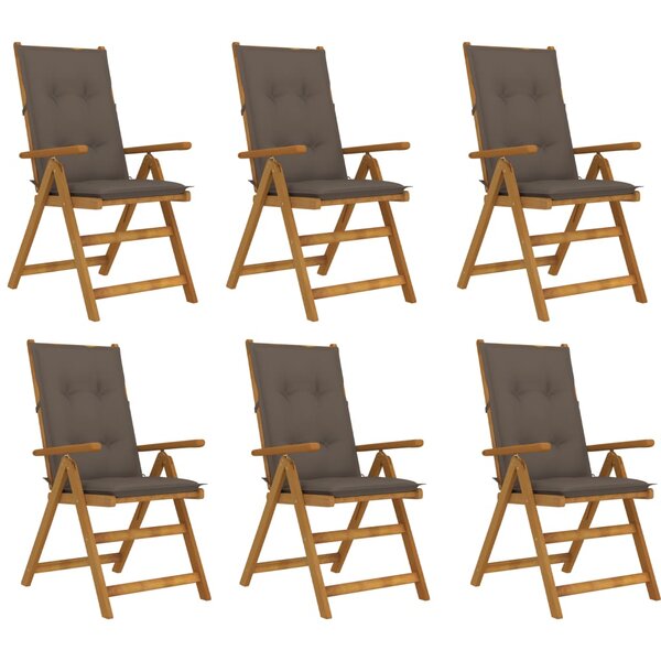vidaXL Chaises pliables de jardin 6 Pièces avec coussins Bois d'acacia