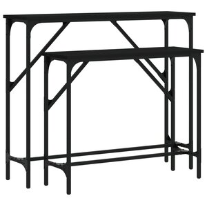 vidaXL Tables console 2 Pièces noir bois d'ingénierie