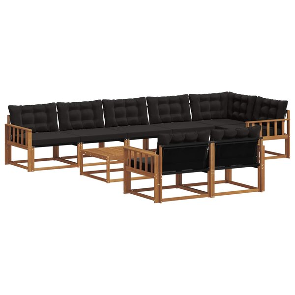 vidaXL Ensemble de canapés d'extérieur 9 Pièces Naturel et Noir