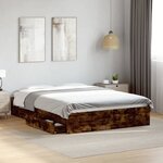 vidaXL Cadre de lit avec tiroirs sans matelas chêne fumé 120x190 cm