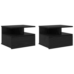 vidaXL Table de nuit flottante 2 Pièces Chêne noir 40 x 31 x 28 cm