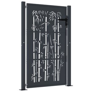 vidaXL Portail de jardin anthracite 105x130 cm acier design de bambou