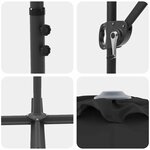 vidaXL Parasol cantilever de jardin Noir 372 x 198 x 243 cm