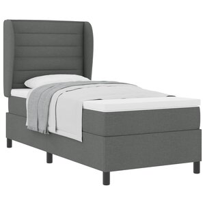 vidaXL Lit à ressorts avec matelas Gris foncé 90 x 200 cm tissu