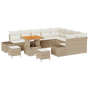 vidaXL Ensemble de canapé de jardin 12 Pièces Beige polyrotin