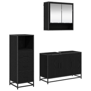 vidaXL Ensemble de mobilier de salle de bain 3 Pièces Chêne noir