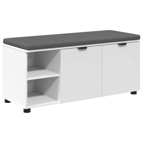 vidaXL Banc d'entrée avec coussin Uni Blanc 100 x 38 x 46 cm