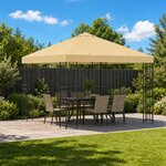 vidaXL Pavillon 3 x 3 m Crème Polyester et Acier 190 gsm