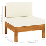 Vidaxl salon de jardin 10 pièces avec coussins blanc crème bois d'acacia