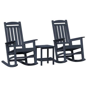 vidaXL Chaise à bascule 3 Pièces Bleu marine Polyéthylène