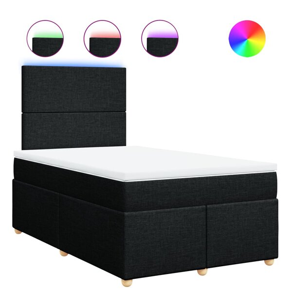 vidaXL Sommier à lattes de lit avec matelas noir 120x190 cm tissu