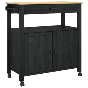 vidaXL Chariot de cuisine Uni Noir 84 x 40 x 88 5 cm