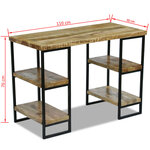 vidaXL Bureau en bois de manguier 110 x 50 x 76 cm