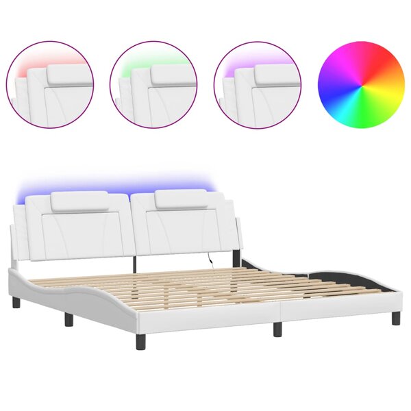 vidaXL Cadre de lit avec LED sans matelas blanc 200x200 cm