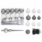 vidaXL Arbre de Noël artificiel pré-éclairé et boules noir 120 cm PVC
