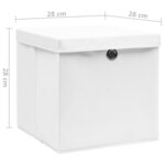 vidaXL Boîtes de rangement avec couvercles 10 Pièces 28x28x28 cm Blanc
