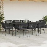 vidaXL Ensemble à manger de jardin coussins 9Pièces noir poly rotin verre