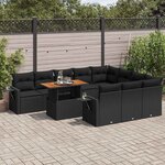 vidaXL Salon de jardin 11 Pièces avec coussins noir résine tressée