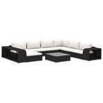 vidaXL Salon de jardin 10 Pièces avec coussins Résine tressée Noir