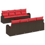 vidaXL Ensemble de canapé de jardin 9 Pièces Beige Rouge 55 x 55 x 37 cm