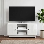 vidaXL Meuble TV 102 x 34 5 x 50 cm Blanc brillant Bois d'ingénierie
