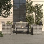 vidaXL Mobilier d'extérieur 4 Pièces avec coussins Résine tressée Gris